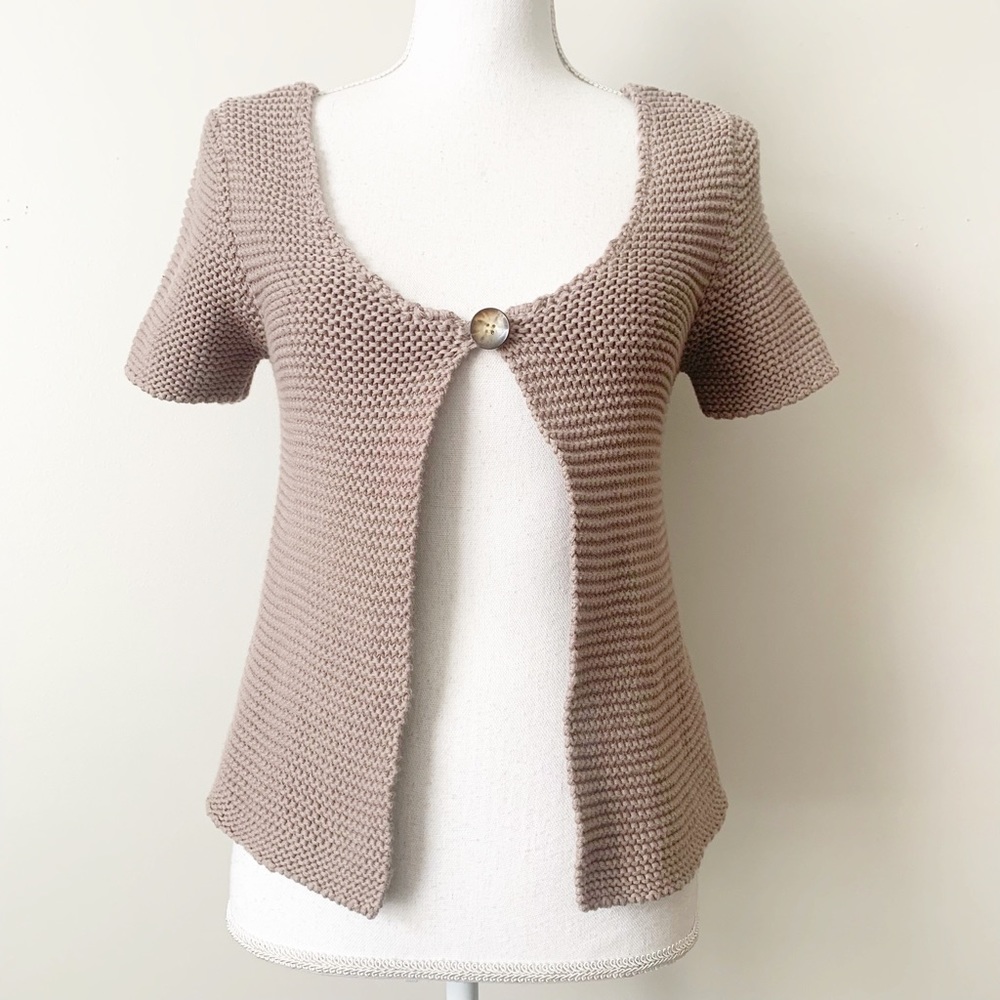 Banana Republic Beige Crochet Button Cardigan